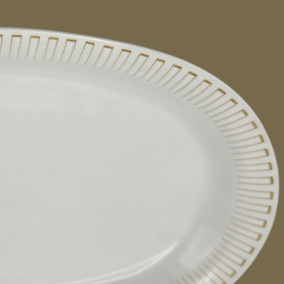 Vintage Winterling Bavaria Germany Elegant White Oval Platter Gold Geometric Rim